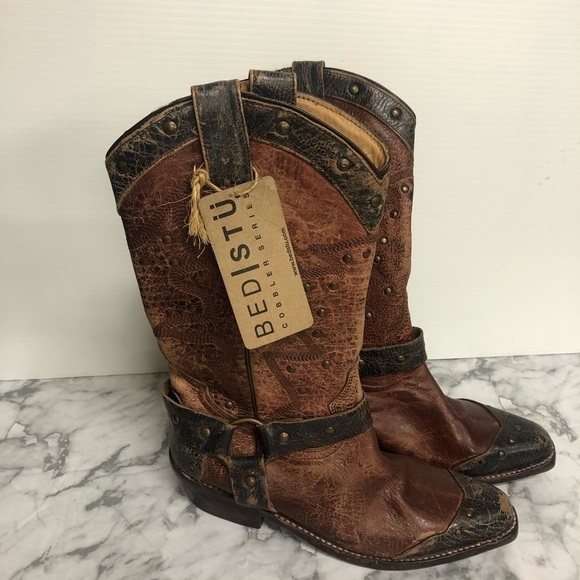 BED STU Distressed Leather Western Boots Cobbler Series Goodyear Benchmade 6.5 - Picture 1 of 7